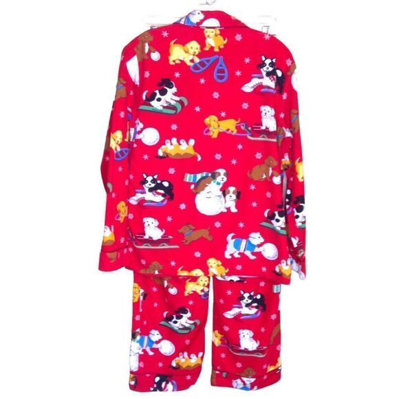 Nick & Nora Flannel Puppy Dog Pajamas Red Small (Note) - Picture 4 of 6